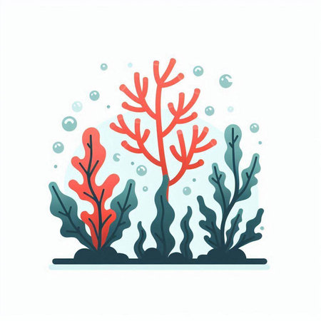 Coral reef. Underwater world. Vector illustration in flat styleのイラスト素材