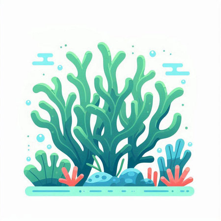 Coral reef. Underwater life. Vector illustration in flat styleのイラスト素材