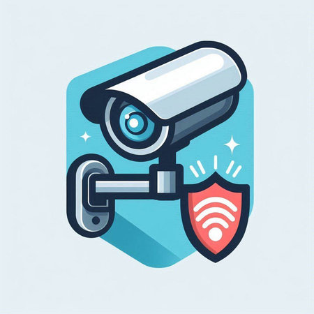 CCTV security camera icon. Vector illustration in flat design style.のイラスト素材
