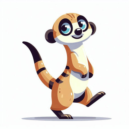 Cute cartoon meerkat on white background. Vector illustration.のイラスト素材