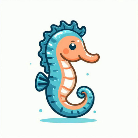 Cute cartoon seahorse isolated on white background. Vector illustration.のイラスト素材