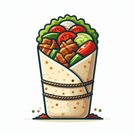 Mexican burrito. Vector illustration of mexican burrito.のイラスト素材