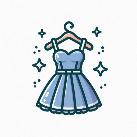 Dress on hanger icon in flat style. Vector illustration.のイラスト素材