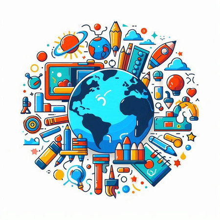 Flat design vector illustration concept of education, science and technology.のイラスト素材