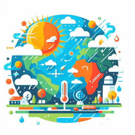 Weather forecast. Global warming, climate change, global warming. Vector illustrationのイラスト素材