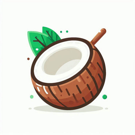 Coconut vector illustration. Isolated on a white background.のイラスト素材