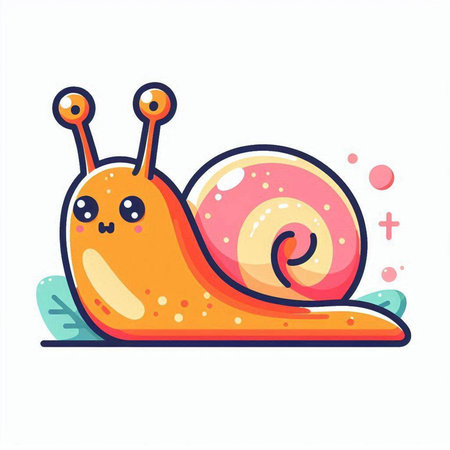 Cute cartoon snail. Vector illustration isolated on a white background.のイラスト素材