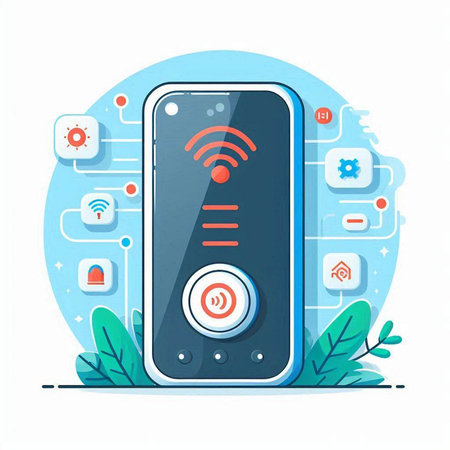 Smartphone with wifi connection. Internet of things concept. Vector illustrationのイラスト素材