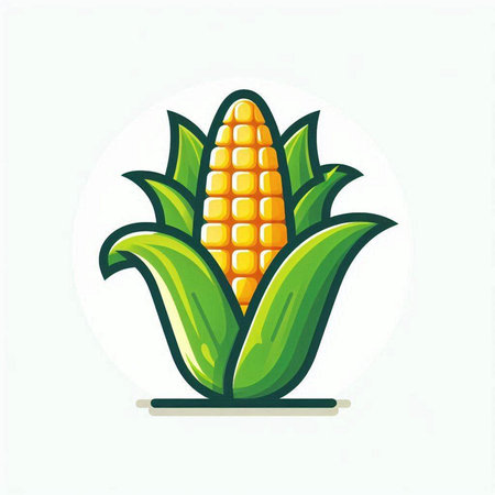 Corn icon. Vector illustration of a corn cob isolated on white background.のイラスト素材