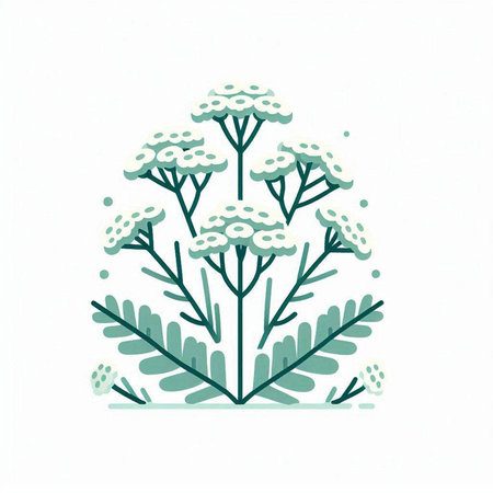 Hand drawn vector illustration of yarrow. Isolated on white background.のイラスト素材