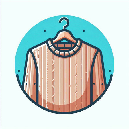 Woolen shirt on a hanger. Vector illustration in retro style.のイラスト素材