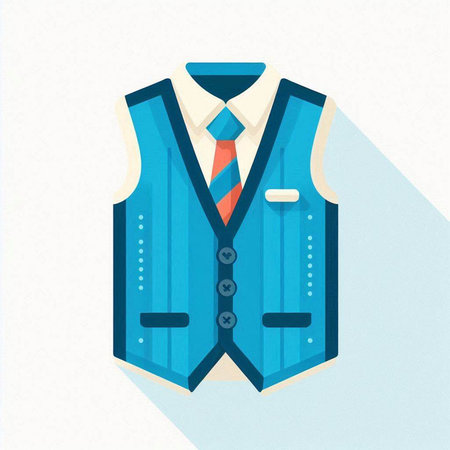 Blue vest with a tie on a white background. Vector illustration.のイラスト素材
