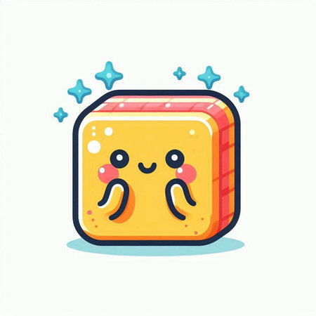 Cute kawaii cheese character with happy face, vector illustration.のイラスト素材