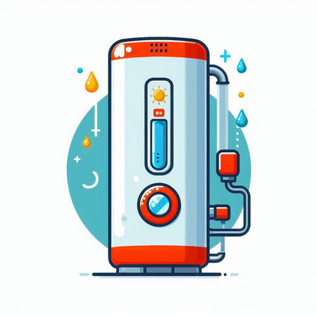 Water boiler with water drops. Vector illustration in flat cartoon style.のイラスト素材