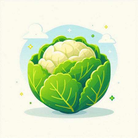 Illustration of Cabbage in a flat style on a white backgroundのイラスト素材