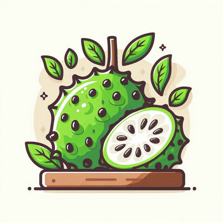 Soursop vector icon. Exotic fruit. Exotic vector illustration.のイラスト素材