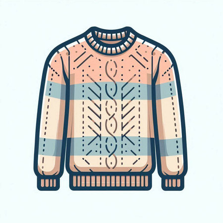 Knitted woolen sweater. Vector illustration in doodle styleのイラスト素材