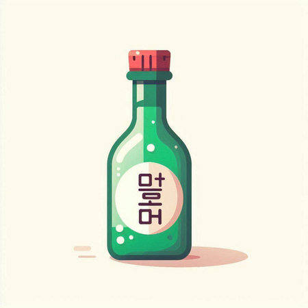 Japanese sake bottle icon. Vector illustration in flat style. Isolated on white background.のイラスト素材