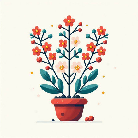 Flower in a pot. Vector illustration. Flat style. Design element.のイラスト素材