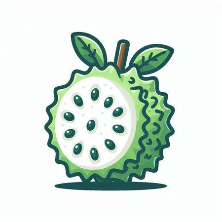 Cute vector illustration of custard apple isolated on white background.のイラスト素材