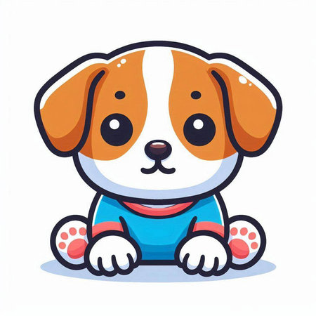 Cute cartoon dog. Vector illustration isolated on a white background.のイラスト素材
