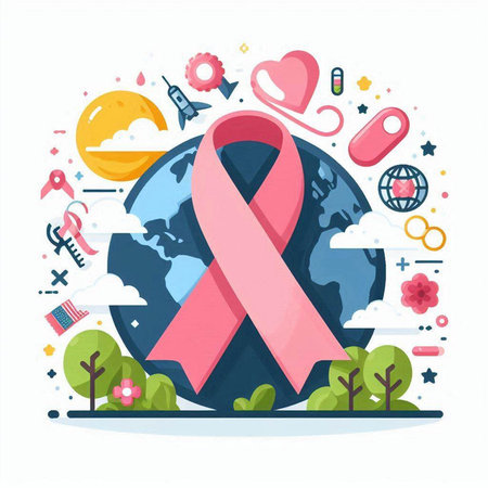 Breast Cancer Awareness Ribbon Vector Illustration. World Breast Cancer Day.のイラスト素材