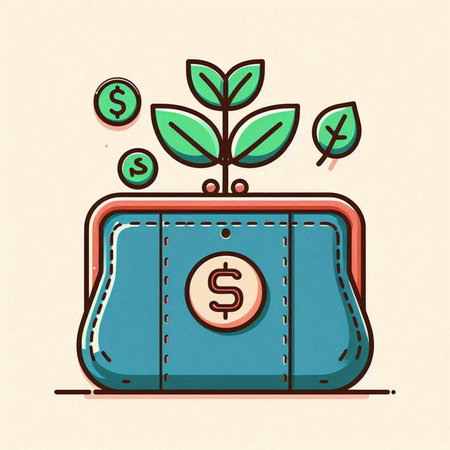 Money tree in a purse. Vector illustration. Business and finance concept.のイラスト素材