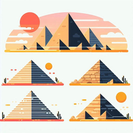 Egyptian pyramids in flat style. Vector illustration eps10のイラスト素材