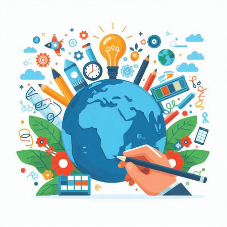 Flat design vector illustration concept of education, back to school.のイラスト素材