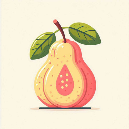 Illustration of a pears on a light background. Vector illustrationのイラスト素材