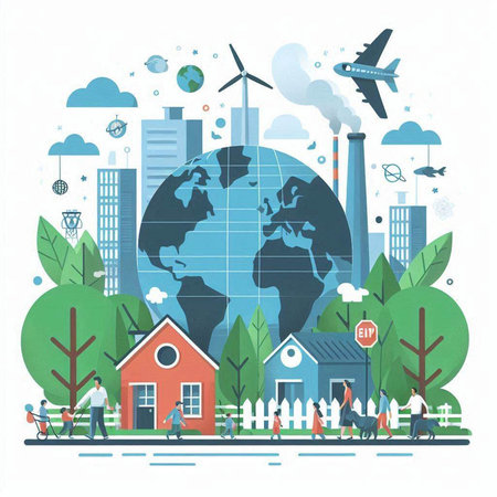 Ecology and environment concept. Flat design vector illustration. World environment day.のイラスト素材
