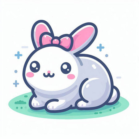Cute rabbit vector illustration. Cartoon bunny character in flat style.のイラスト素材