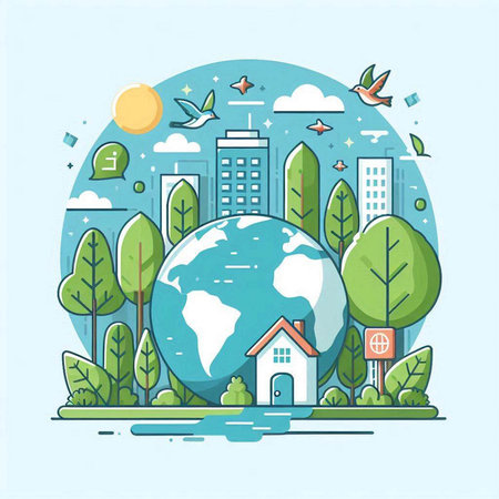 Ecology concept, save the planet. Vector illustration in flat styleのイラスト素材