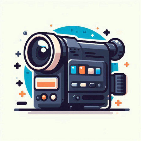 Vector illustration of video camera. Flat design style. Vector illustration.のイラスト素材