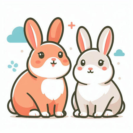 Rabbits. Vector illustration in cartoon style. Cute cartoon animal.のイラスト素材