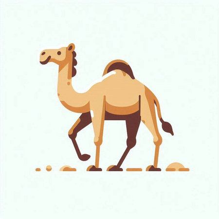 Camel in flat style. Vector illustration of a desert animal.のイラスト素材