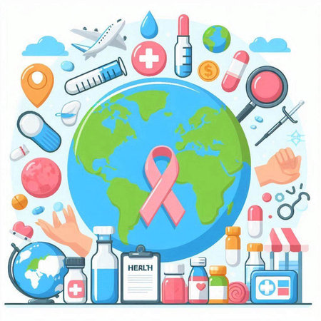 Breast Cancer Awareness Vector Illustration. World Health Day Background.のイラスト素材
