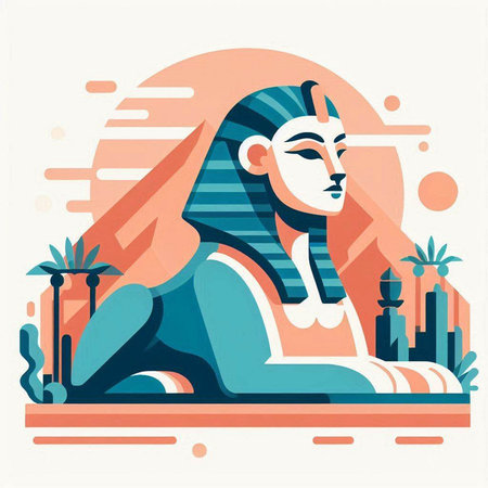 Egyptian Sphinx in flat style. Vector illustration for your designのイラスト素材
