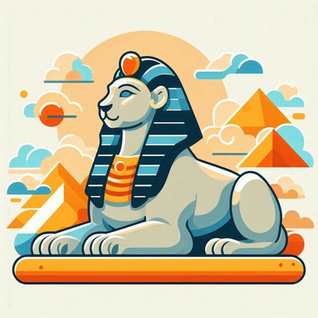 Egyptian Sphinx in flat style. Vector illustration for your designのイラスト素材