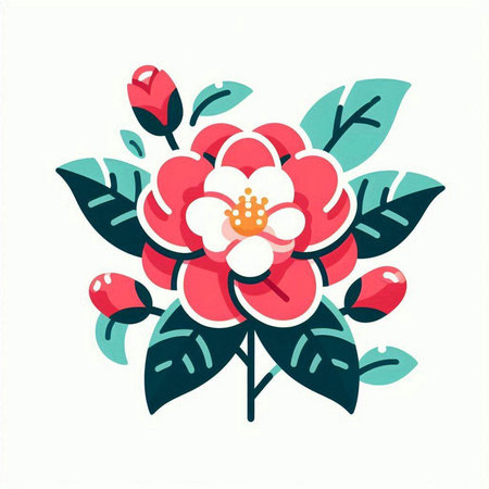 Camellia flower vector illustration. Floral design element.のイラスト素材