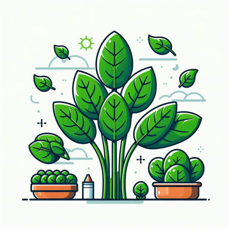 Green plant in pot. Vector illustration of eco-friendly concept.のイラスト素材