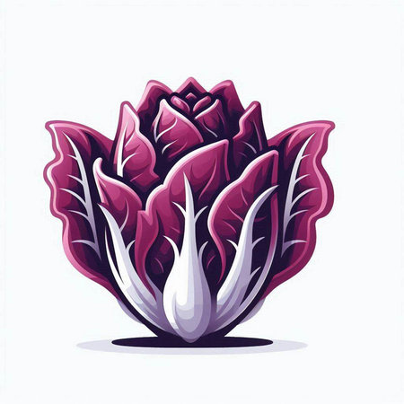 Illustration of a fresh purple chinese cabbage on a white backgroundのイラスト素材