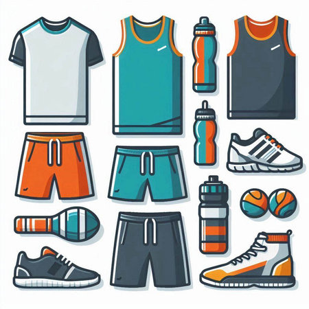 Set of sport clothing. Vector illustration. Isolated on white background.のイラスト素材