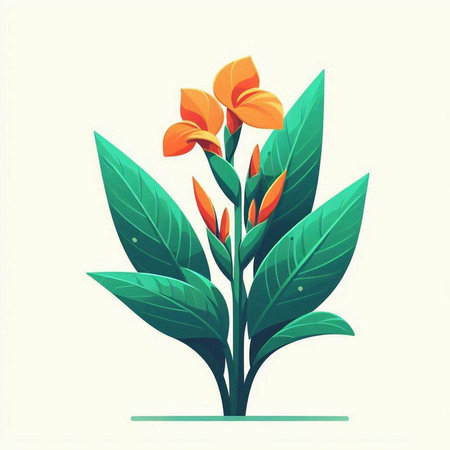 Canna flower in a flat style on a white background. Vector illustration.のイラスト素材