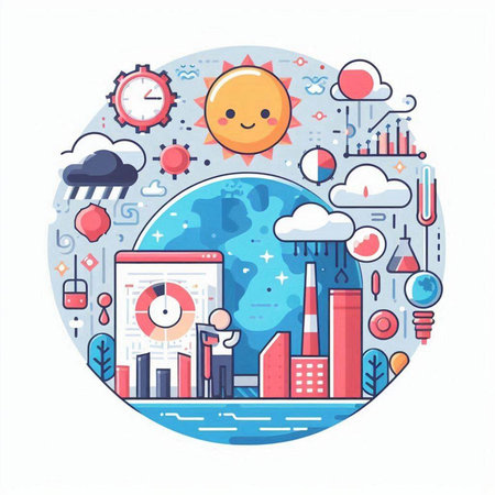 Flat design modern vector illustration concept of global warming and climate change.のイラスト素材