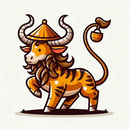 Vector illustration of a Chinese zodiac sign of the year 2021. Zodiac symbol.のイラスト素材