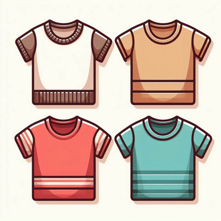 Set of t-shirts in different colors. Vector illustration for your designのイラスト素材