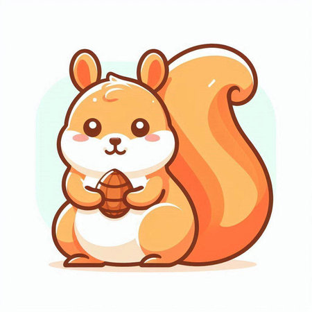 Cute cartoon squirrel. Vector illustration of a squirrel with nut.のイラスト素材