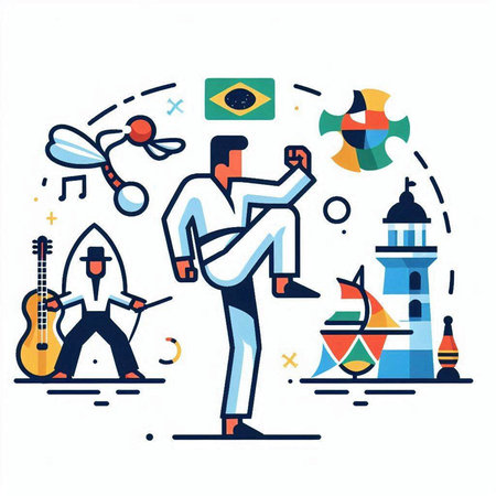 Tae Kwon Do. Korean traditional martial arts. Vector illustrationのイラスト素材