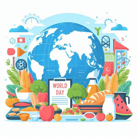 World food day concept. World food day vector illustration. World food day concept.のイラスト素材